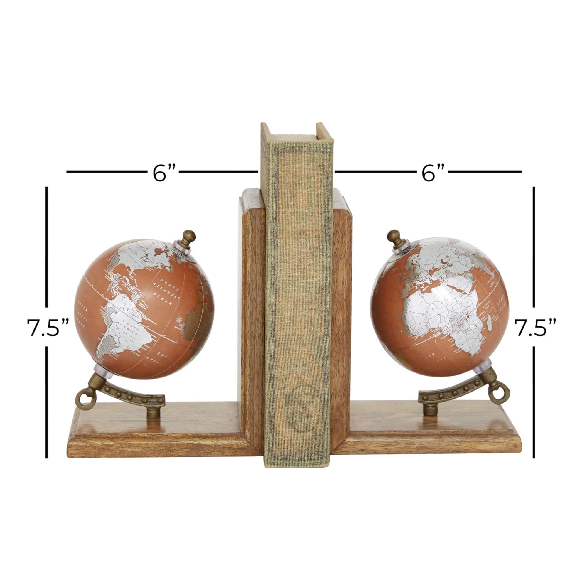 7.5" Copper Wood Traditional Bookends